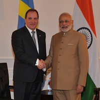 Prime Minister meets Prime Minister Stefan Lofven of Sweden in New York on the sidelines of 70th UNGA (September 25, 2015)