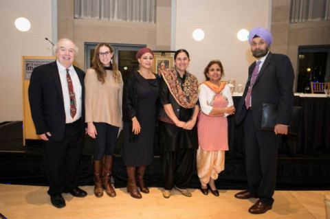 From (R-L) Ambassador Navtej Sarna , Ms. Nikky-Guninder Kaur Singh, Ms. Sonia Dhami, Ms. Jasvir Kaur Rababan, Ms. Christen McKnight Sethi and Dr. Paul Michael Taylor