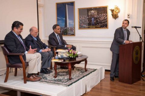 First Secretary Mr. Pratik Mathur anchoring the Author Talk and Book Signing Event by Dr. Kamal Verma at Embassy of India on January 19, 2018