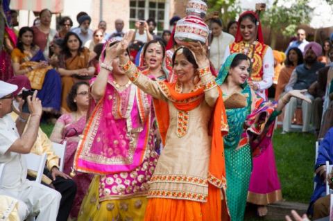 Jago performance by Punjabi Women Cultural Association consisting of Ms. Moni Gill, Ms. Rupinder Chahal, Ms. Sadgi, Ms. Princejeet, Ms. Babi, Ms. Pawan Othi, Ms. Sapinder, Ms. Rajwinder Bhuller, Ms. Kamalpreet Kaur, at the Baisakhi celebrations hosted at the Ambassador's Residence on Saturday, May 12, 2018.