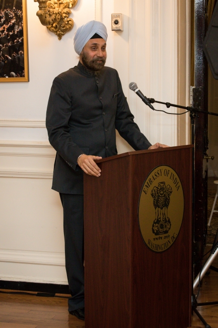 Ambassador Navtej Sarna addressing at the Diwali Celebrations at the Embassy of India on November 5, 2017