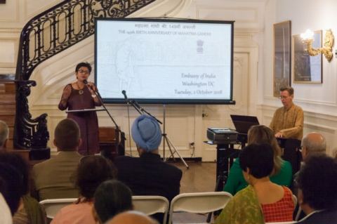 Singing of Bhajans during the celebration of 149th Birth Anniversary of Mahatma Gandhi at the Embassy of India, Washington DC on Tuesday, October 2, 2018.