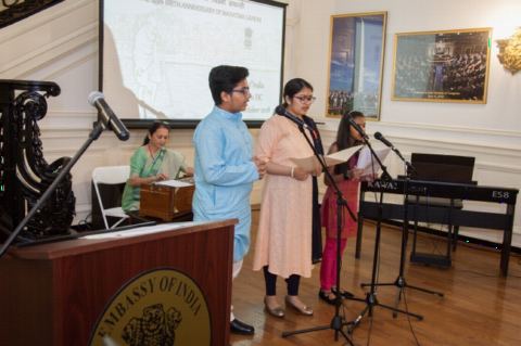 Singing of Bhajans during the celebration of 149th Birth Anniversary of Mahatma Gandhi at the Embassy of India, Washington DC on Tuesday, October 2, 2018.