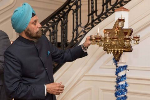 Lighting of Hanukkah lamps by Ambassador Navtej Sarna on Hanukkah Celebrations at Embassy of India on December 19, 2017.