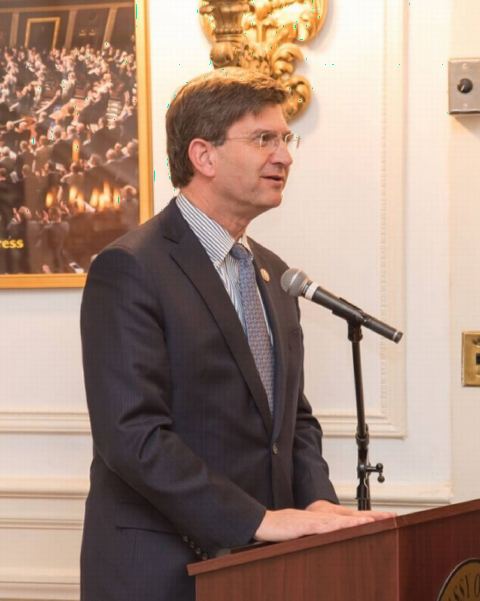 Congressman Brad Schneider giving remarks on Hanukkah Celebrations at Embassy of India on Tuesday, December 19, 2017.