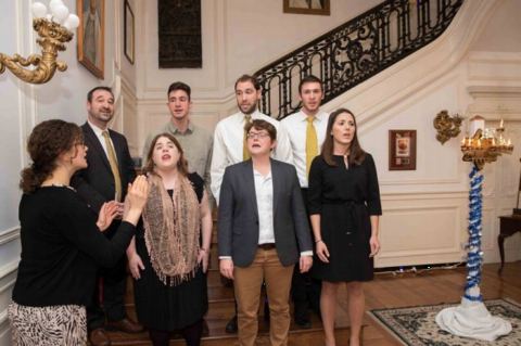 Singing of Hanukkah traditional songs on Hanukkah Celebrations at Embassy of India on Tuesday, December 19, 2017.