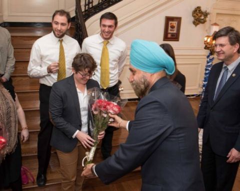 Ambassador Navtej Sarna felicitating the performers on Hanukkah Celebrations at Embassy of India on Tuesday, December 19, 2017.